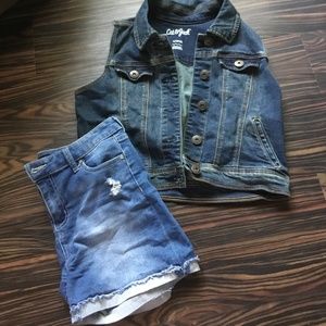 Jean jacket and Jean shorts- WILL ACCEPT OFFERS FOR BUYING JUST ONE OR THE OTHER